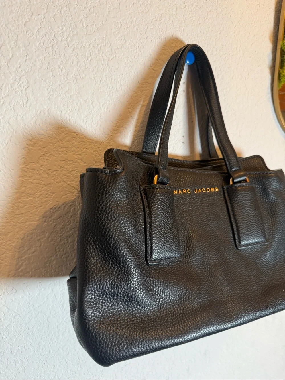 Marc Jacobs Black Leather Tote Bag purse lv heavy duty high quality louis